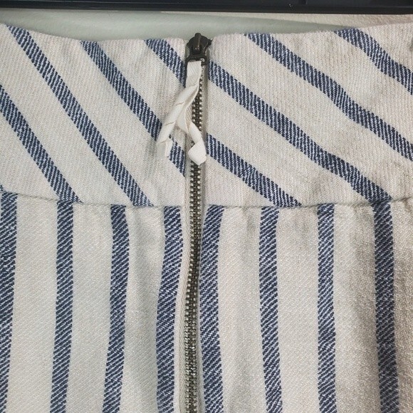 J.Crew navy & natural linen stripe crossover wrap skirt size 12 - Picture 5 of 8